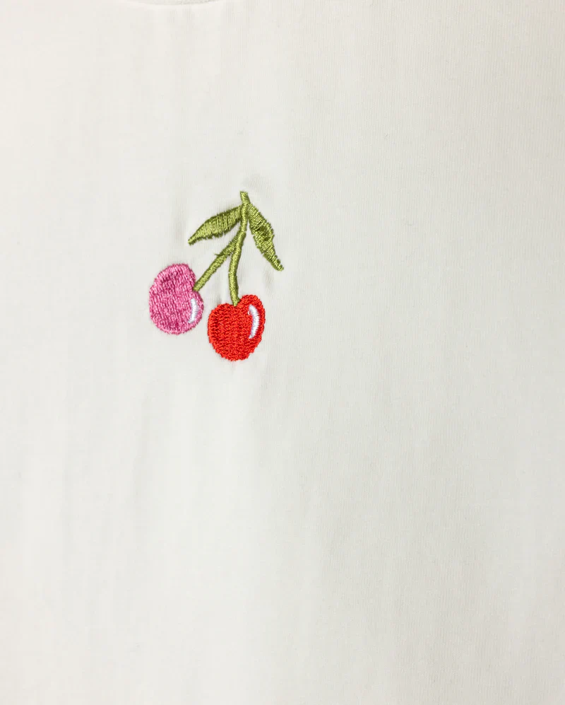 PHIL AND PHOEBE WHITE CHERRY PATCH T-SHIRT [FINAL SALE] - Image 2