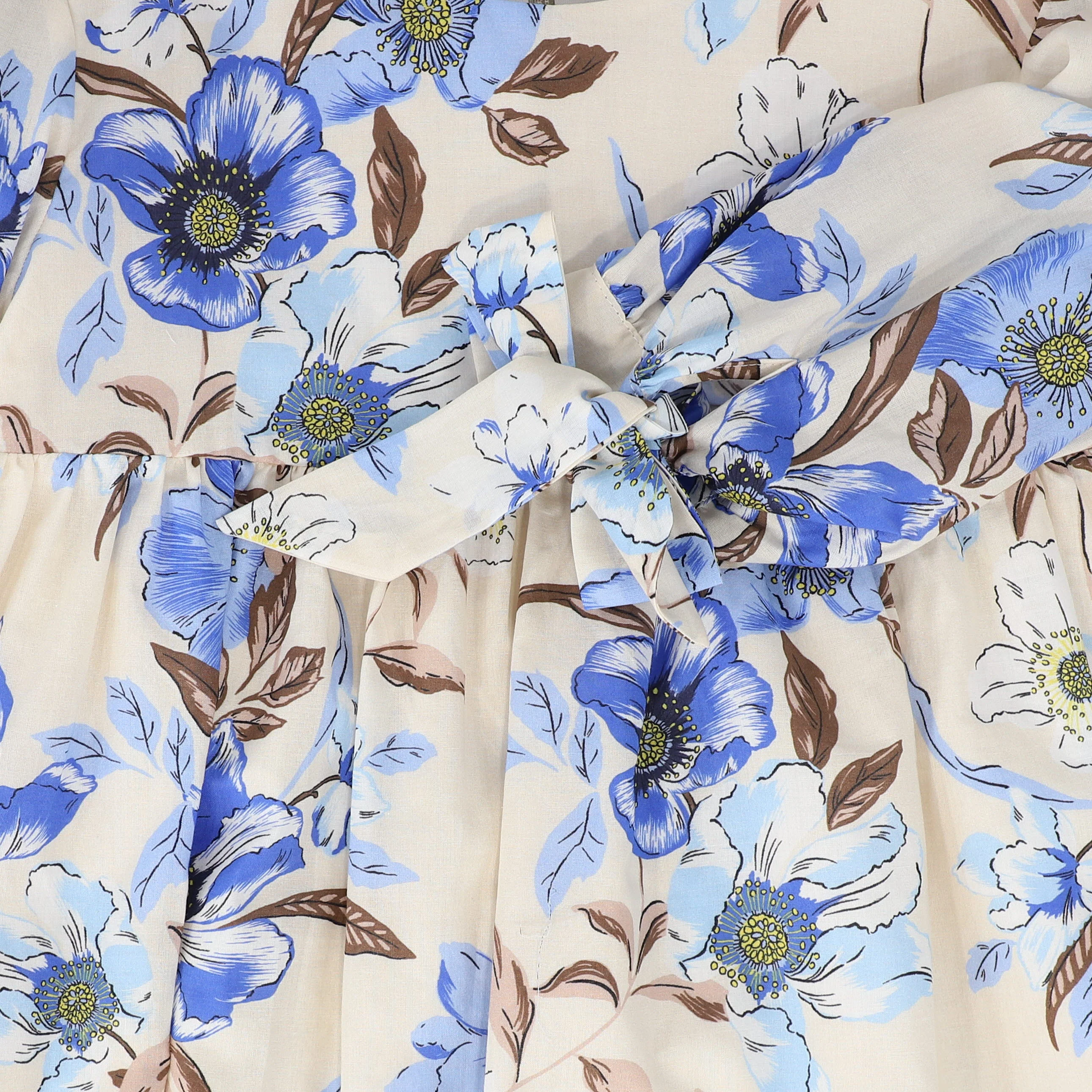 PICCOLA LUDO BIEGE/BLUE FLOWER PRINT DRESS [FINAL SALE] - Image 3