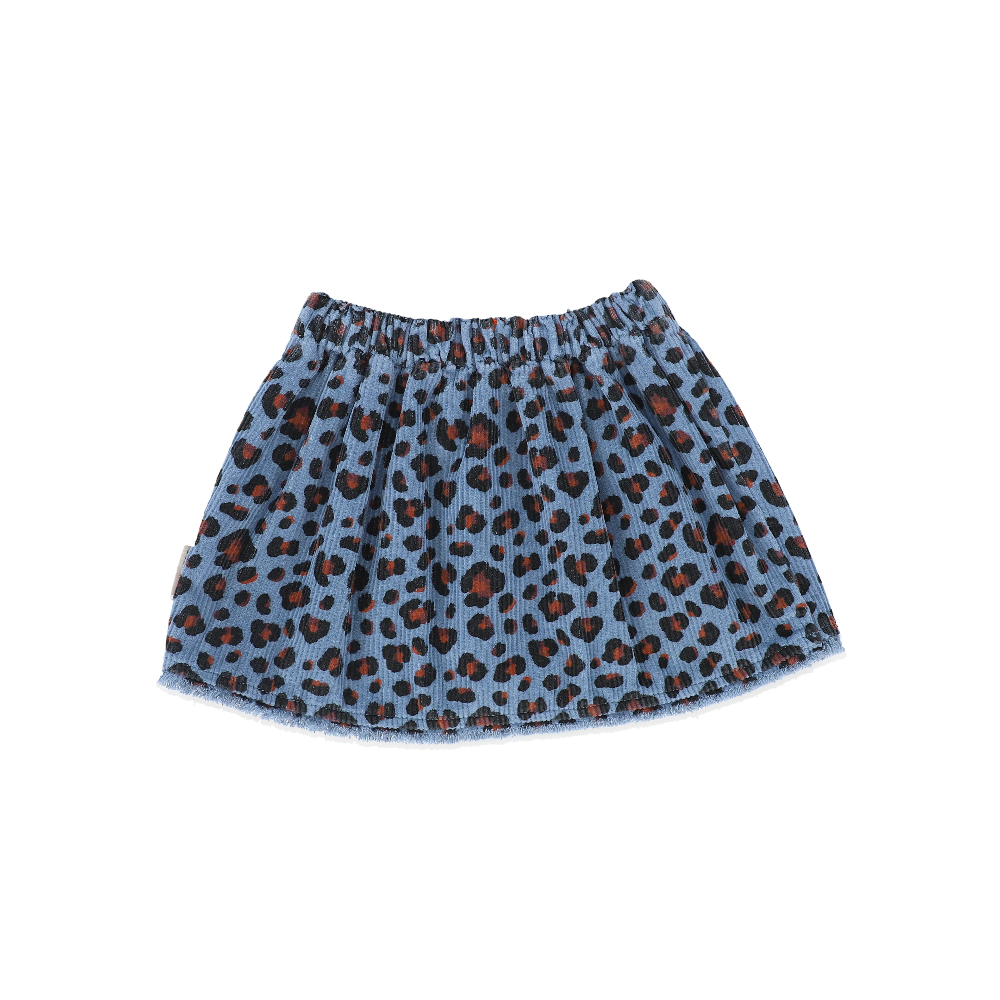 PIUPIUCHICK BLUE ANIMAL PRINT CORDUROY SKIRT [FINAL SALE] - Image 2