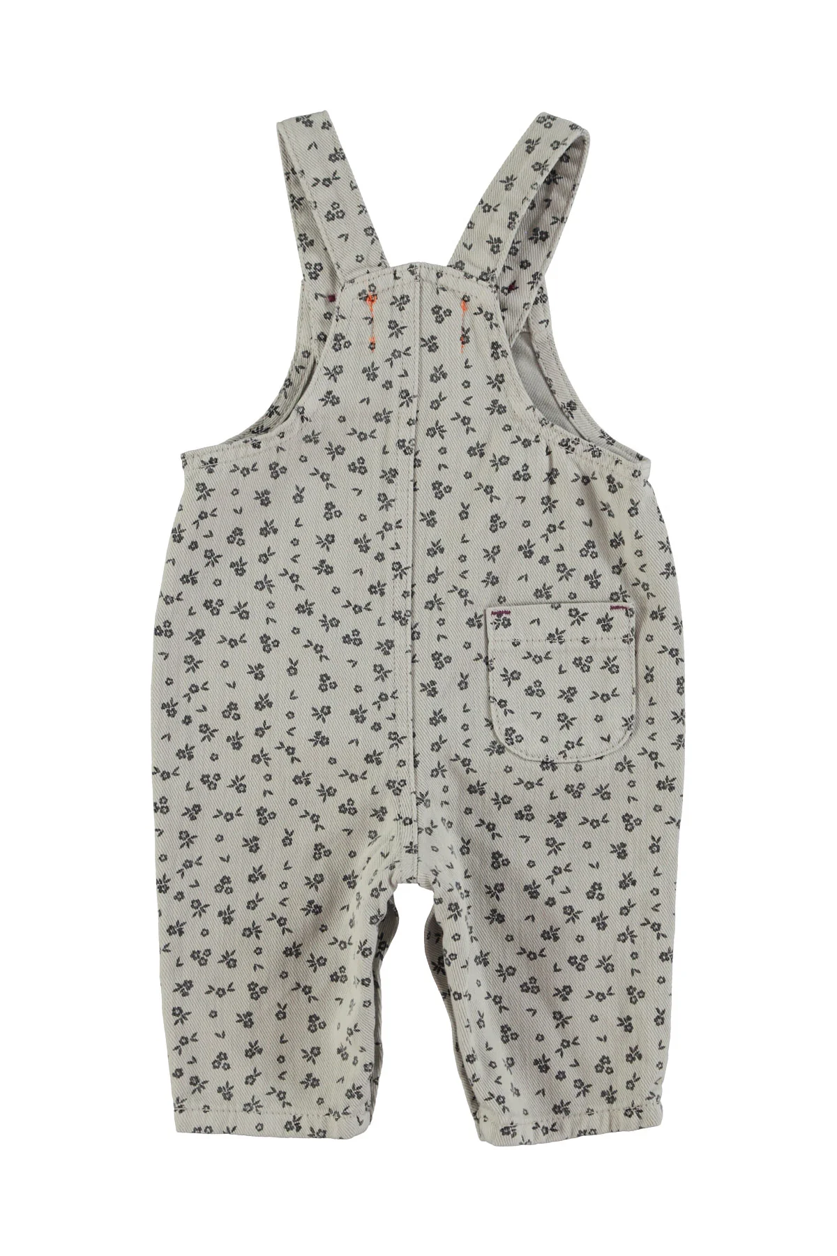 PIUPIUCHICK GREY DENIM TINY FLORAL POCKET OVERALLS [FINAL SALE] - Image 2