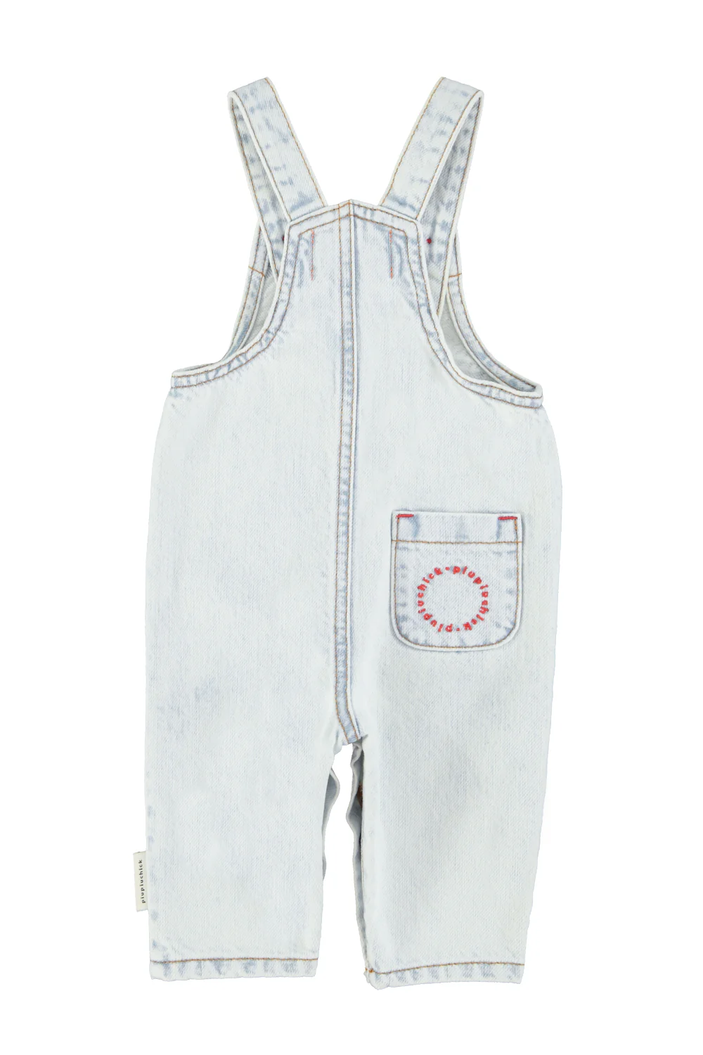 PIUPIUCHICK LIGHT BLUE DENIM WORDED OVERALLS [FINAL SALE] - Image 2