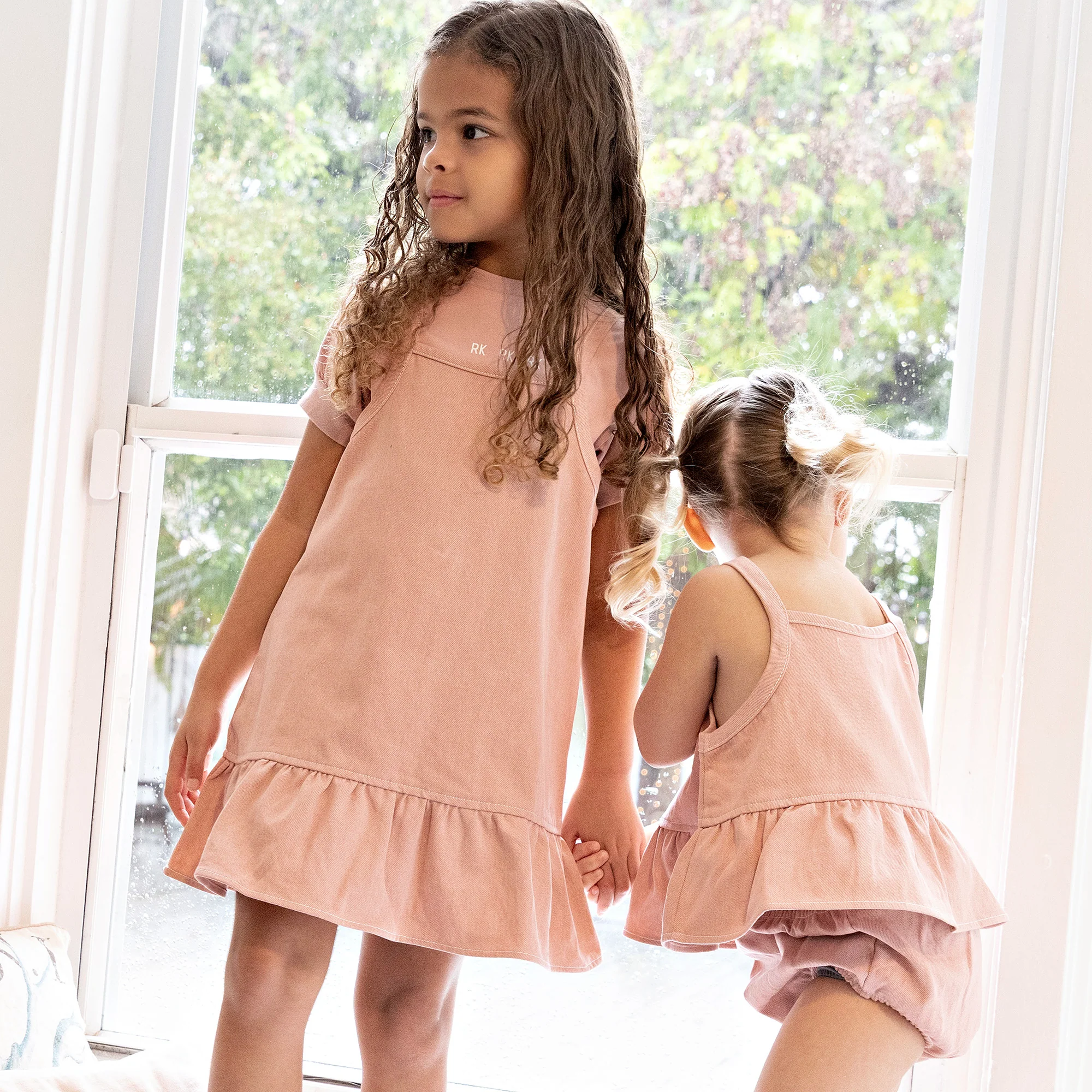 RETRO KID PINK DENIM RUFFLE TRIM DRESS [FINAL SALE] - Image 2