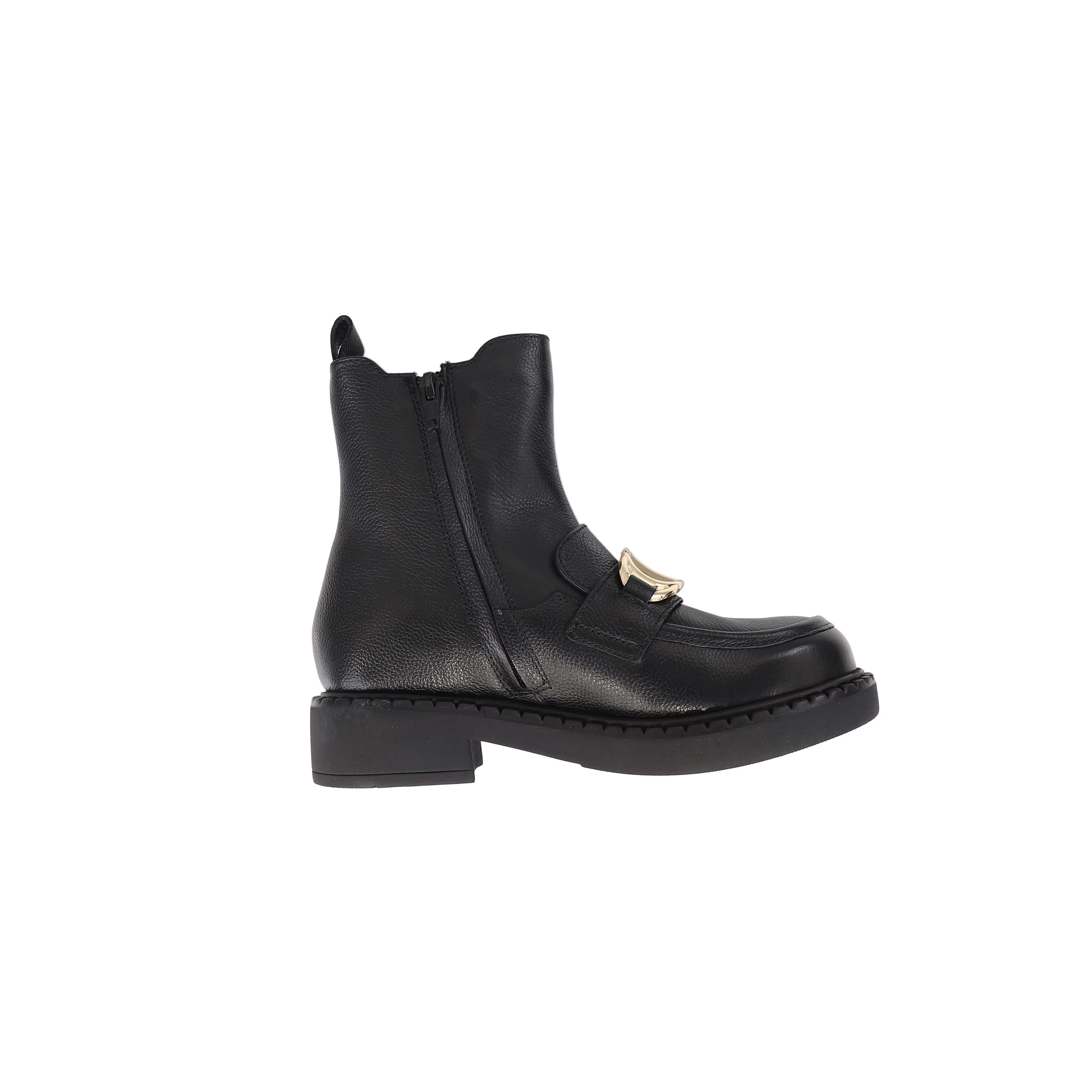 TWINSET BLACK LEATHER LOGO BUCKLE BOOTIE [FINAL SALE] - Image 3