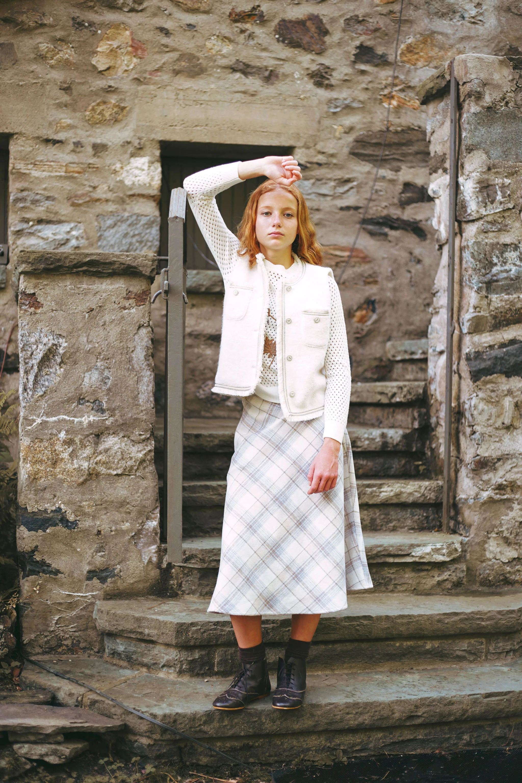 VALENTINA BEIGE PLAID POCKET MAXI SKIRT [FINAL SALE] - Image 4