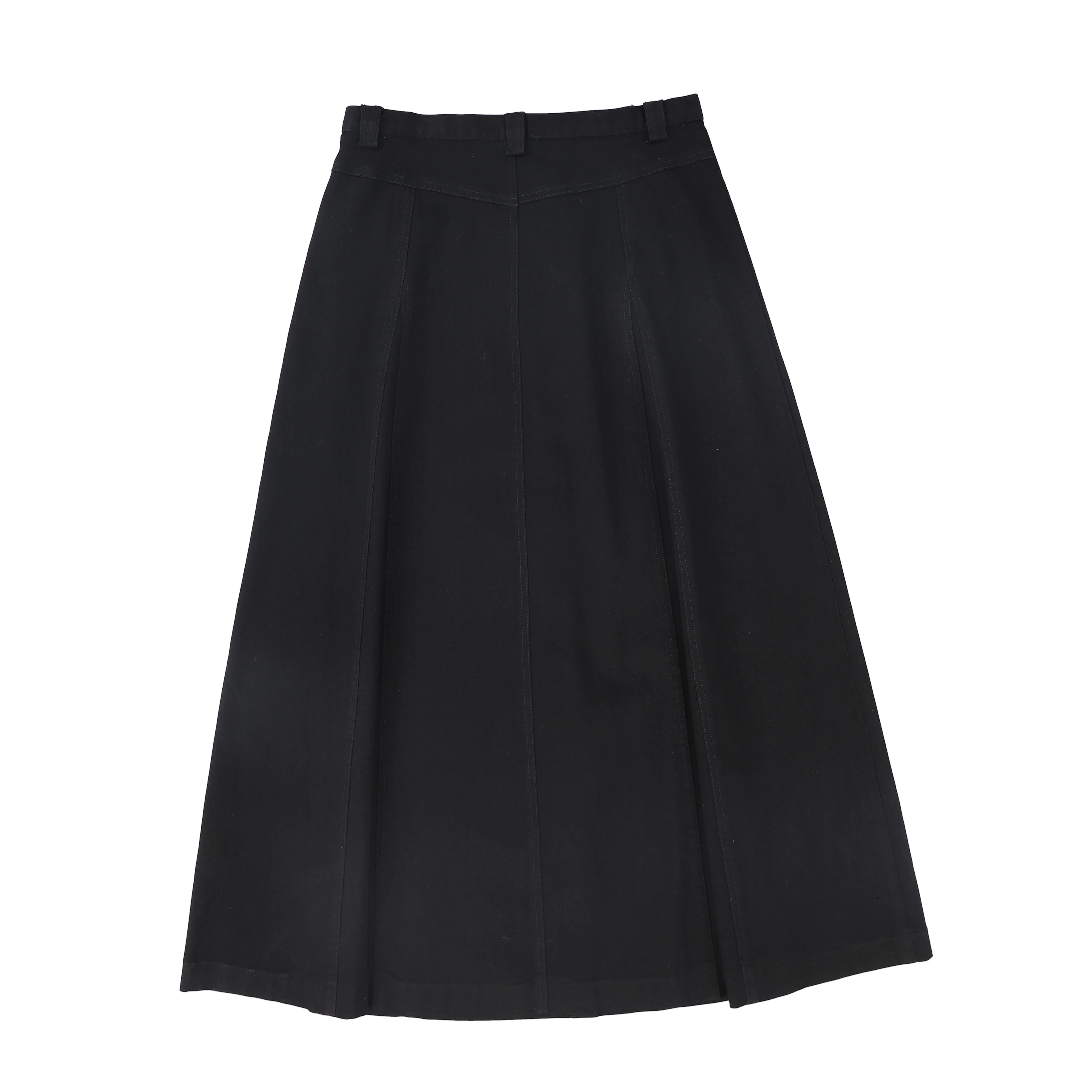 VALENTINA BLACK DENIM PANELED BUTTON SKIRT [FINAL SALE] - Image 2