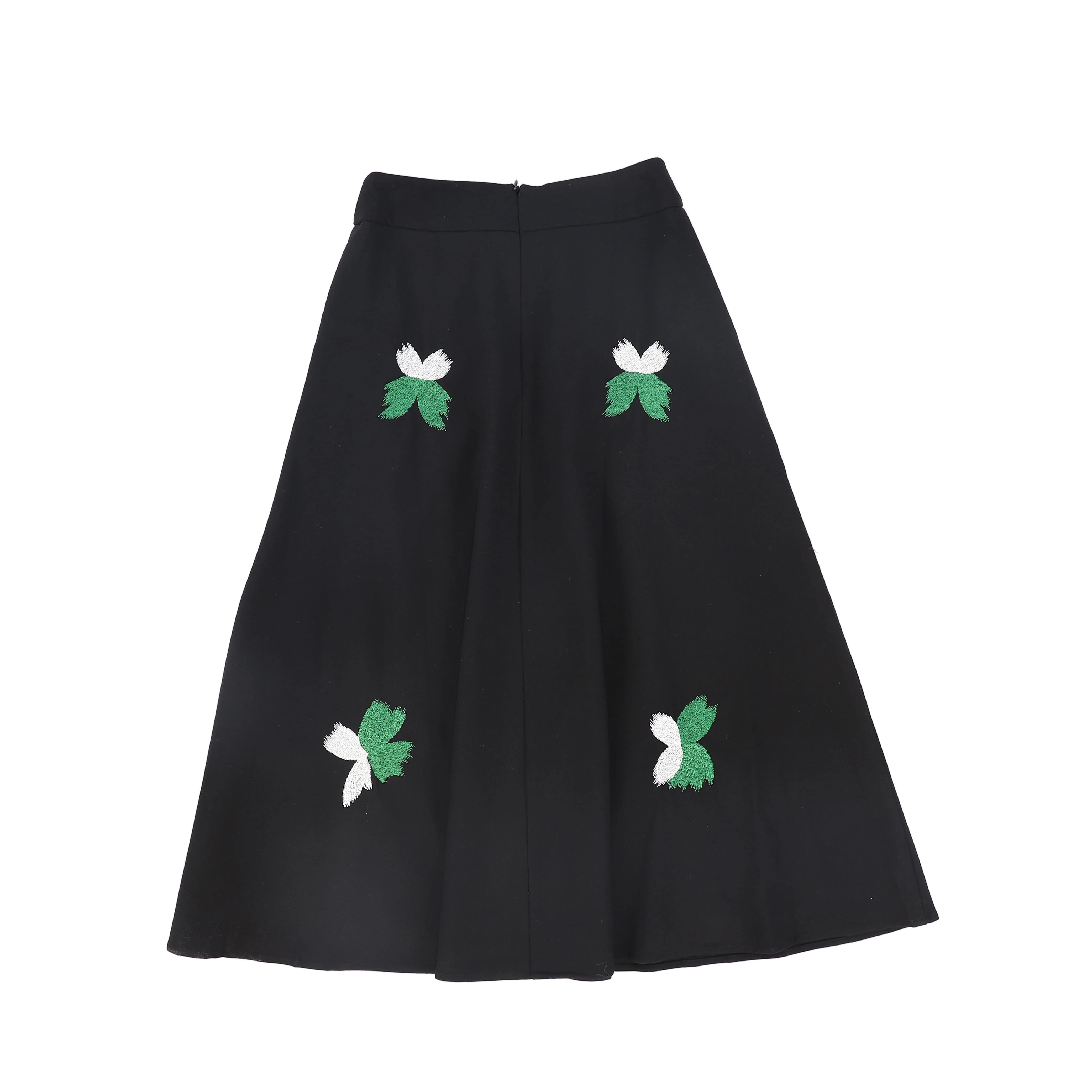 VALENTINA BLACK SCATTERED EMBROIDERY MIDI SKIRT [FINAL SALE] - Image 2