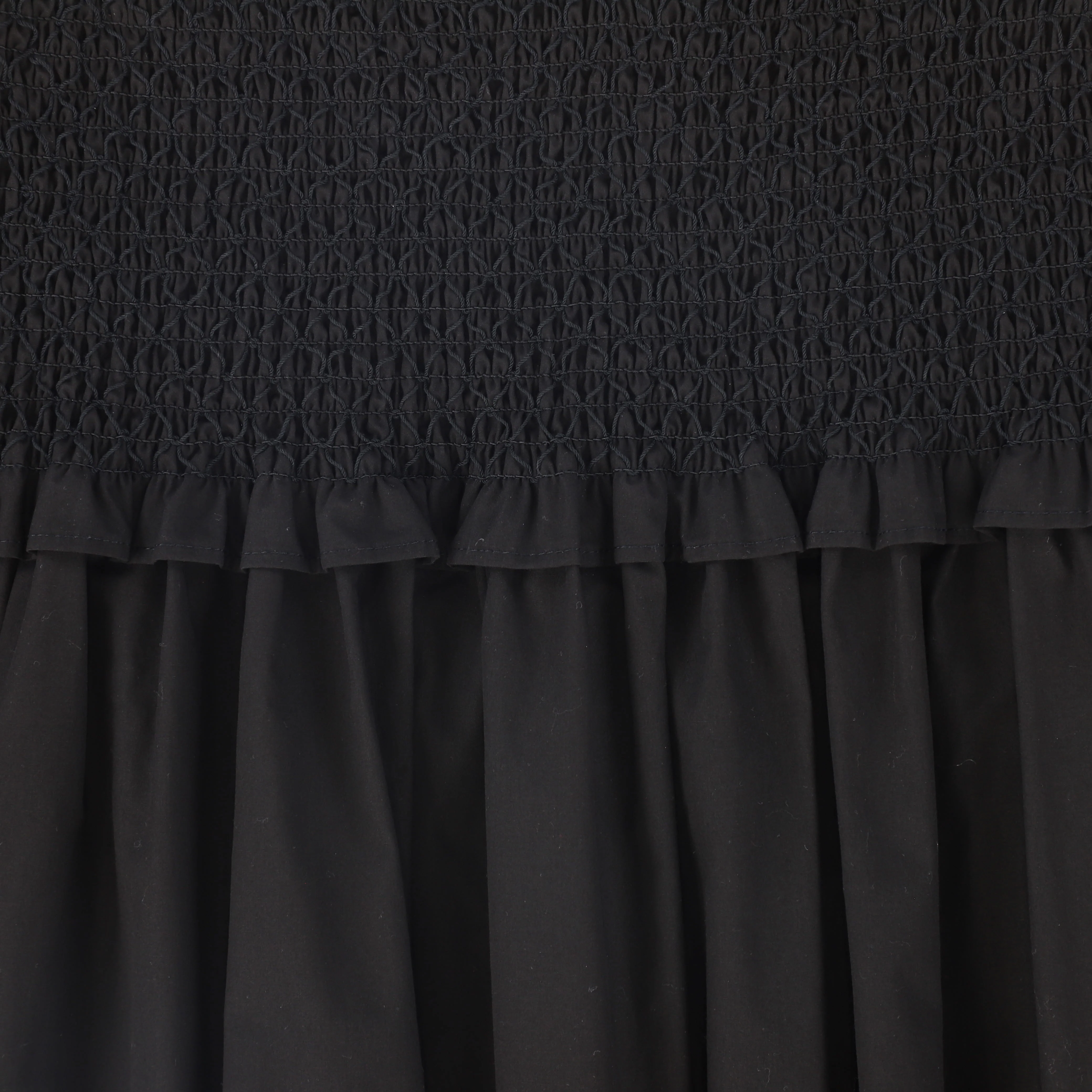 VALENTINA BLACK SMOCK WAIST COTTON SKIRT [FINAL SALE] - Image 3