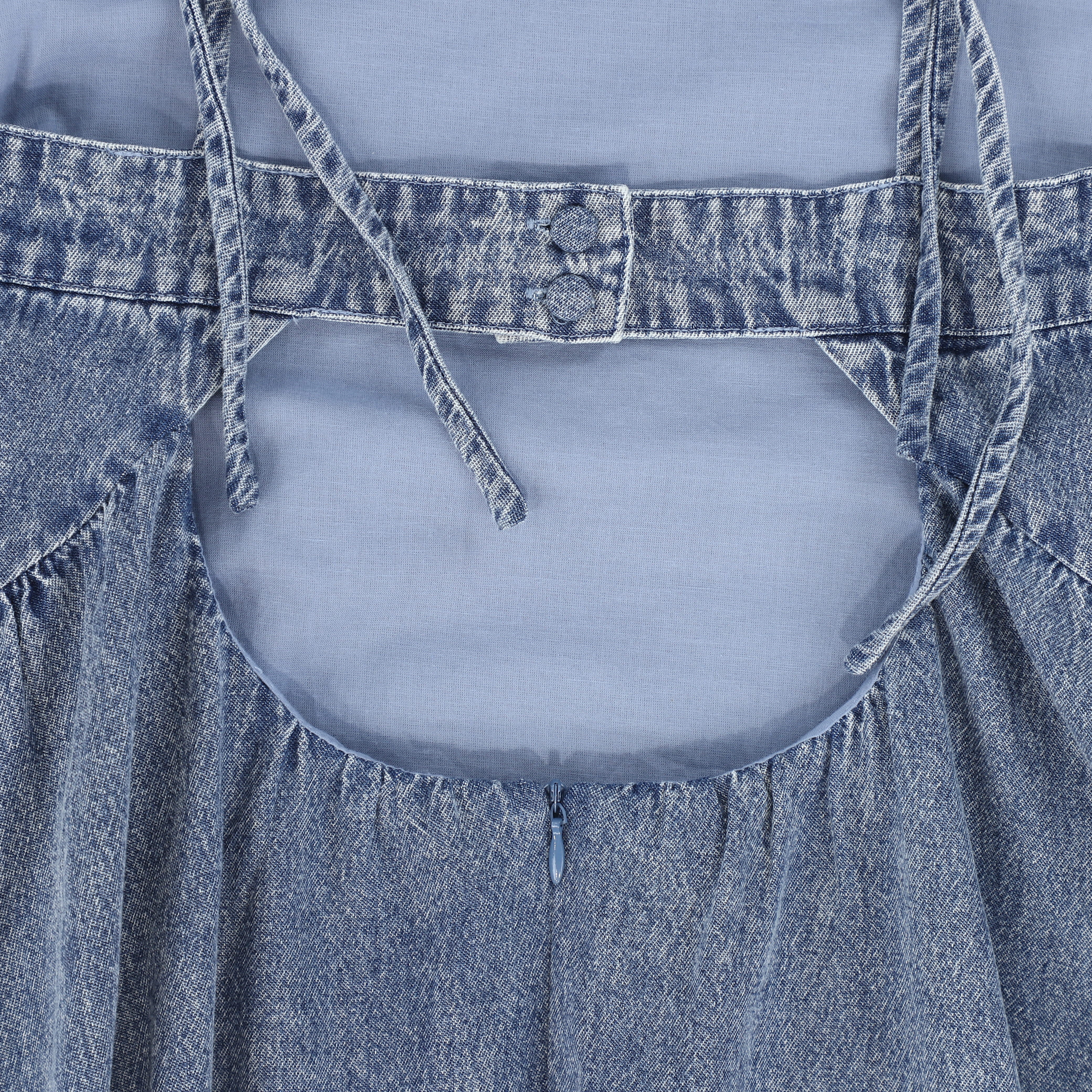 VALENTINA BLUE DENIM CHAMBRAY BUBBLE MIDI DRESS [FINAL SALE] - Image 3