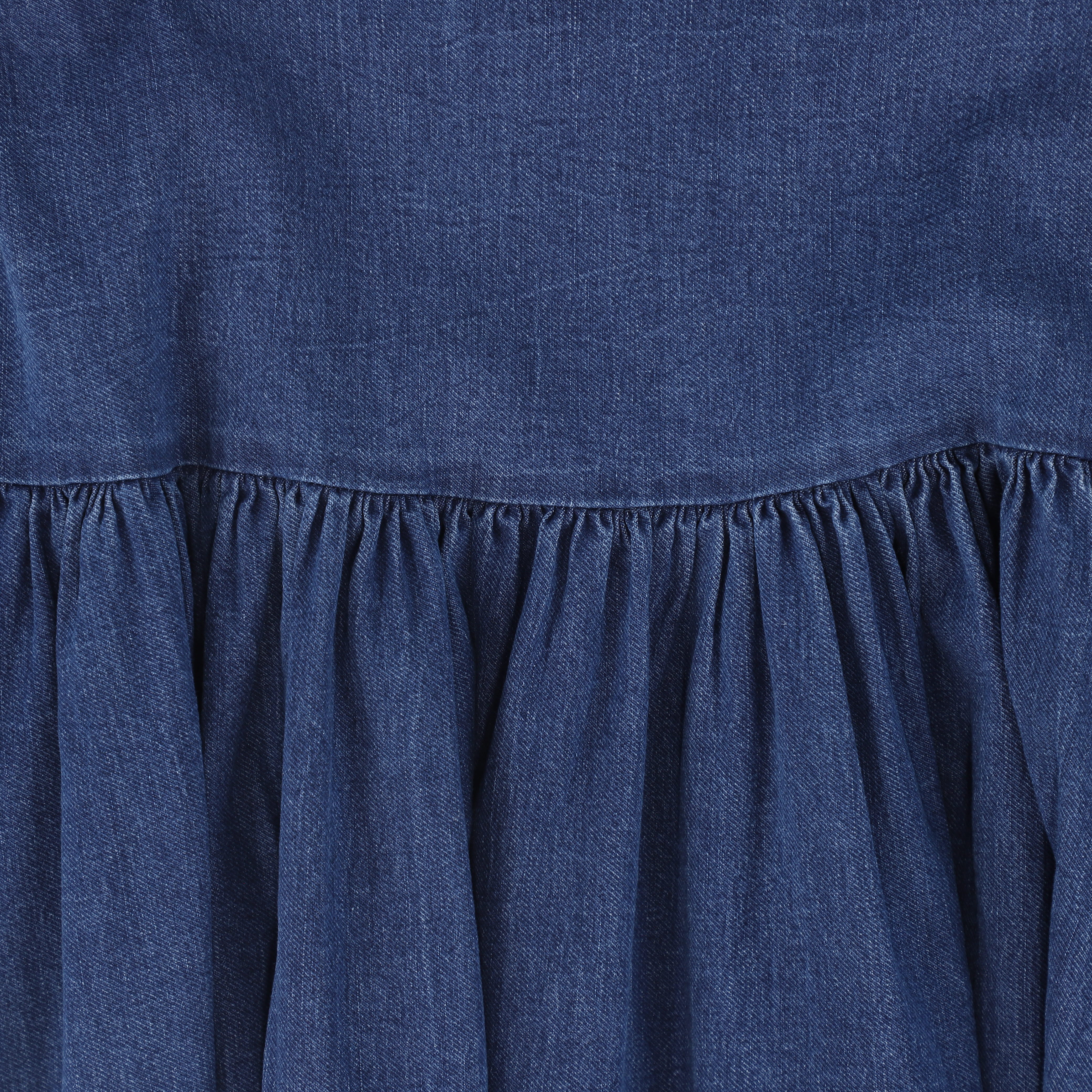VALENTINA BLUE DENIM DROP WAIST PLEATED MAXI SKIRT [FINAL SALE] - Image 3