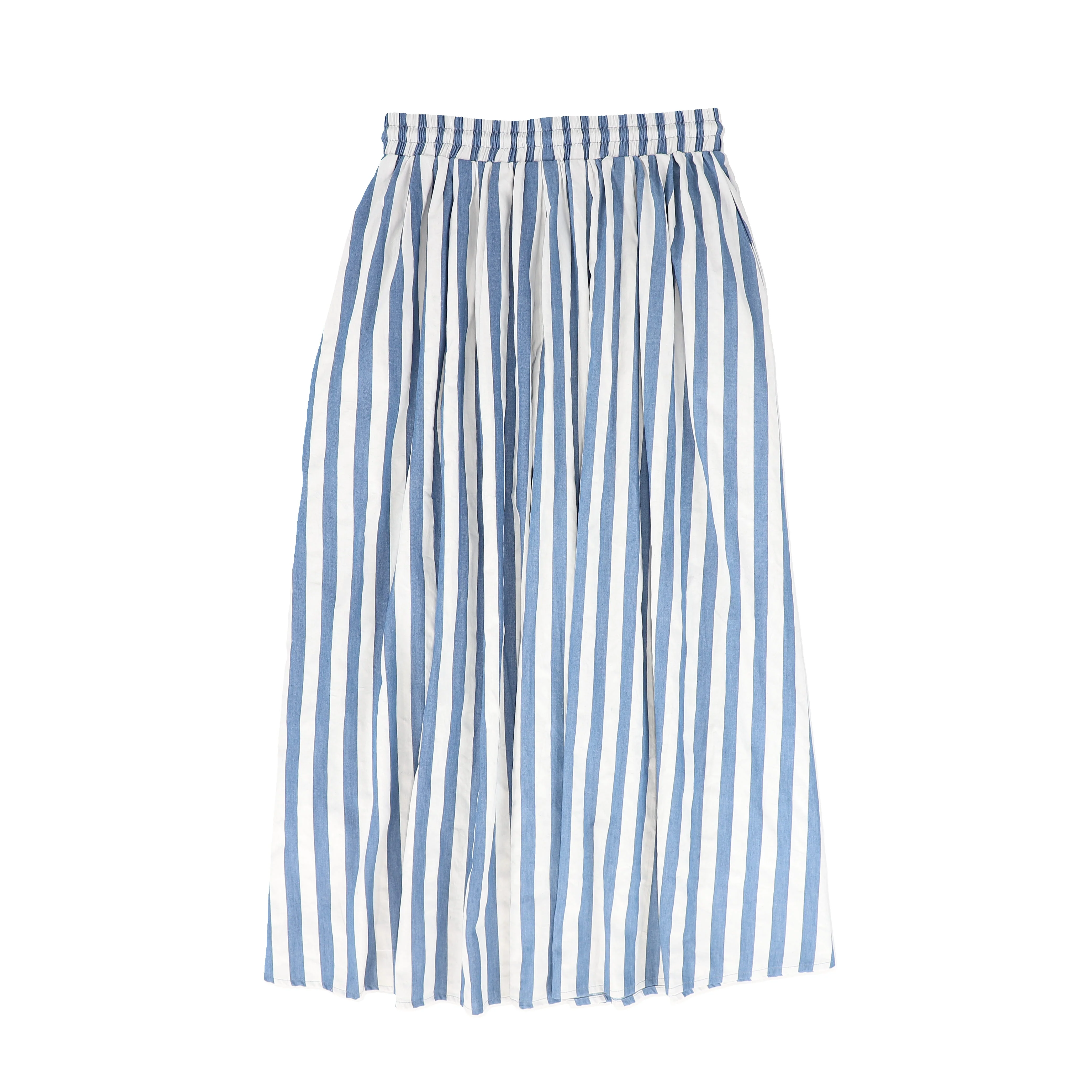 VALENTINA BLUE DENIM STRIPED DENIM SKIRT [FINAL SALE] - Image 2