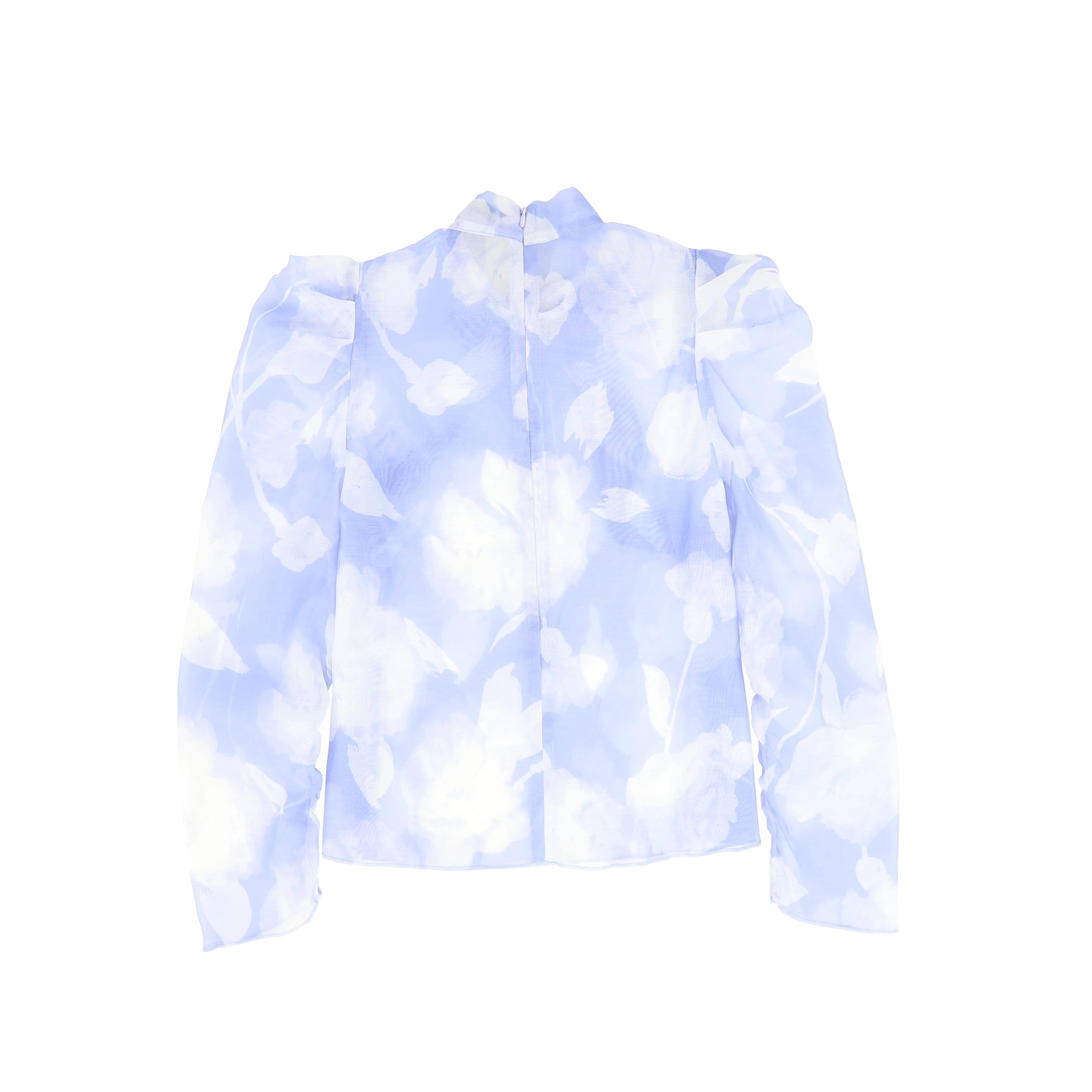 VALENTINA BLUE FLORAL ORGANZA TIE BLOUSE [FINAL SALE] - Image 2