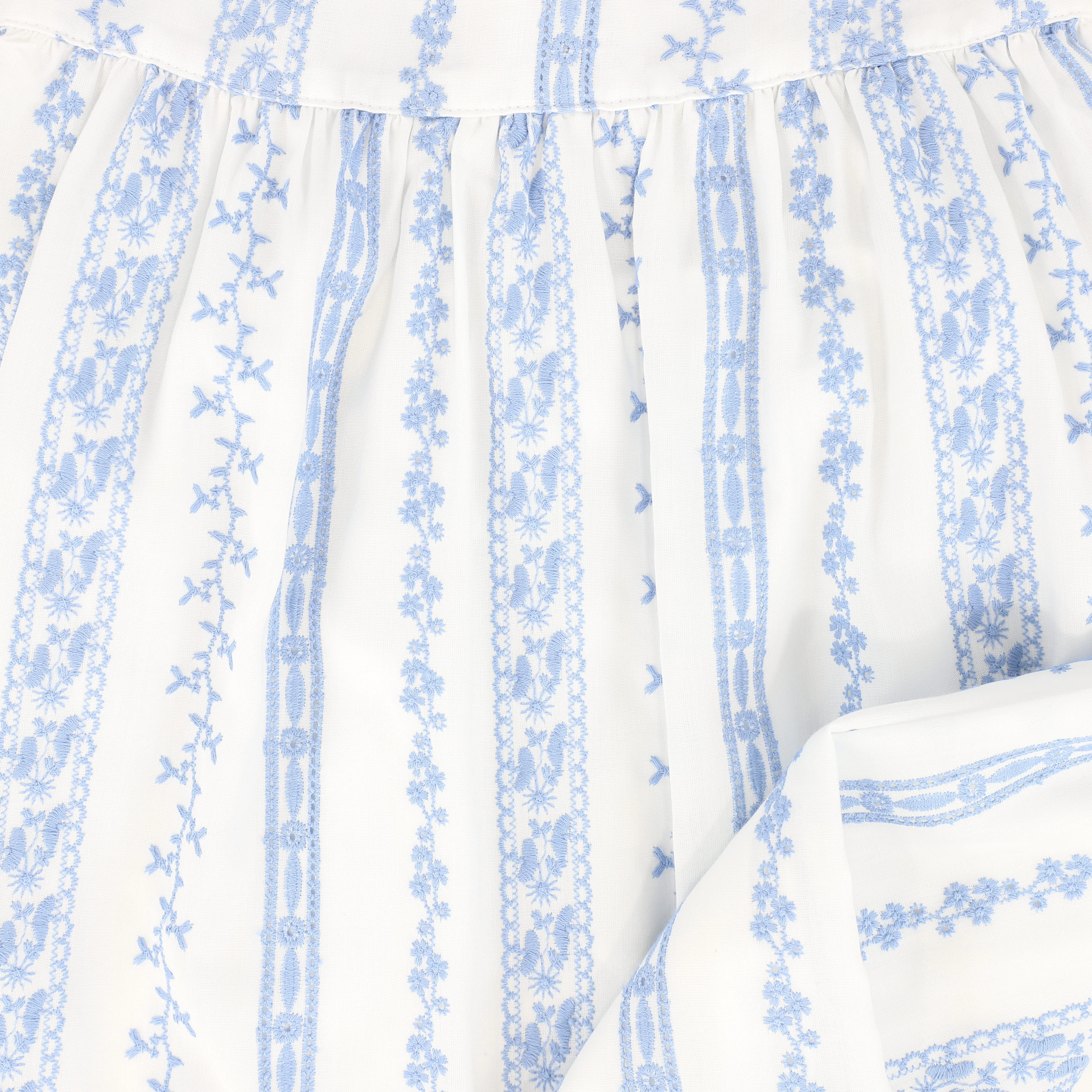 VALENTINA BLUE STRIPED EMBROIDERED EYELET SKIRT [FINAL SALE] - Image 3