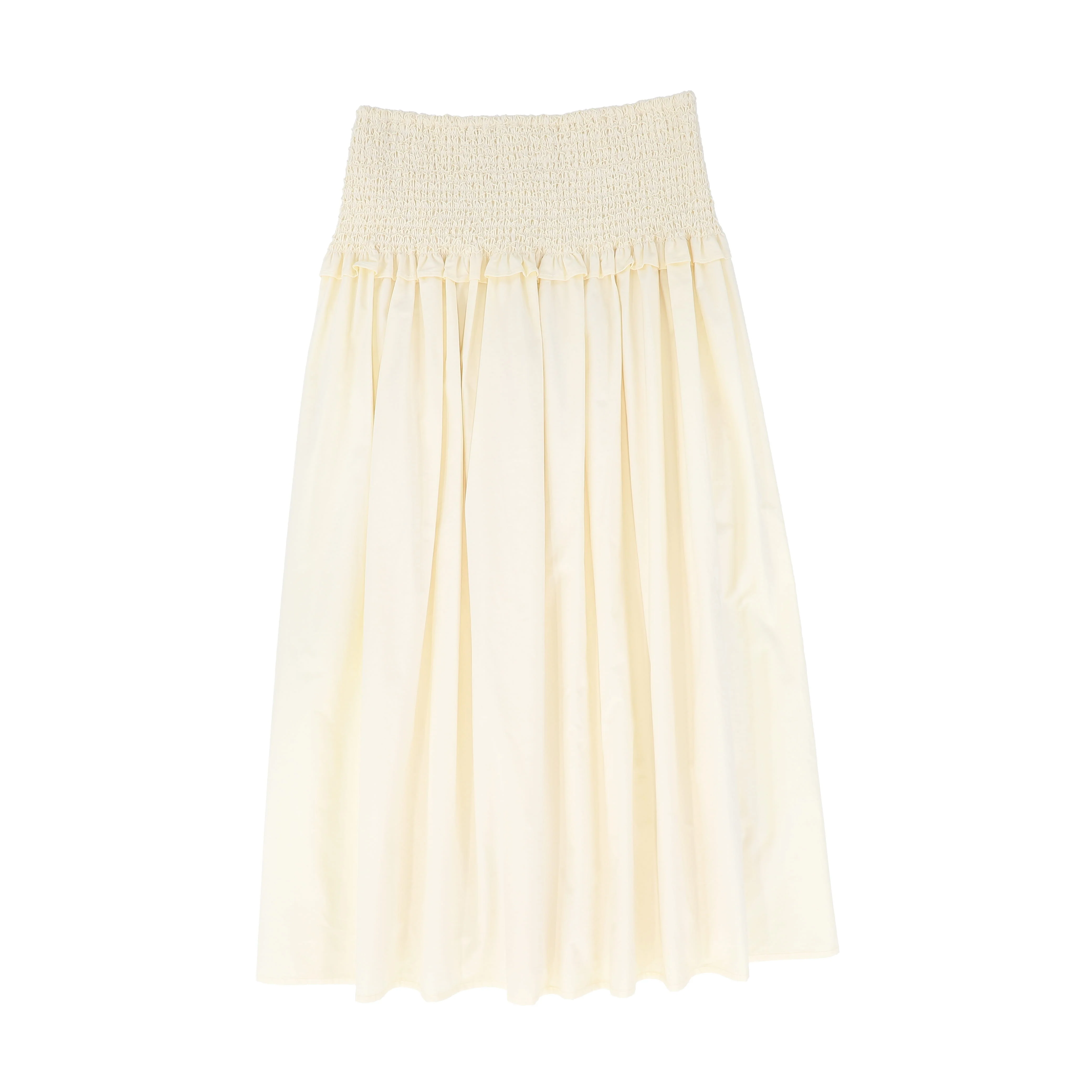 VALENTINA CREAM SMOCK WAIST COTTON SKIRT [FINAL SALE] - Image 2