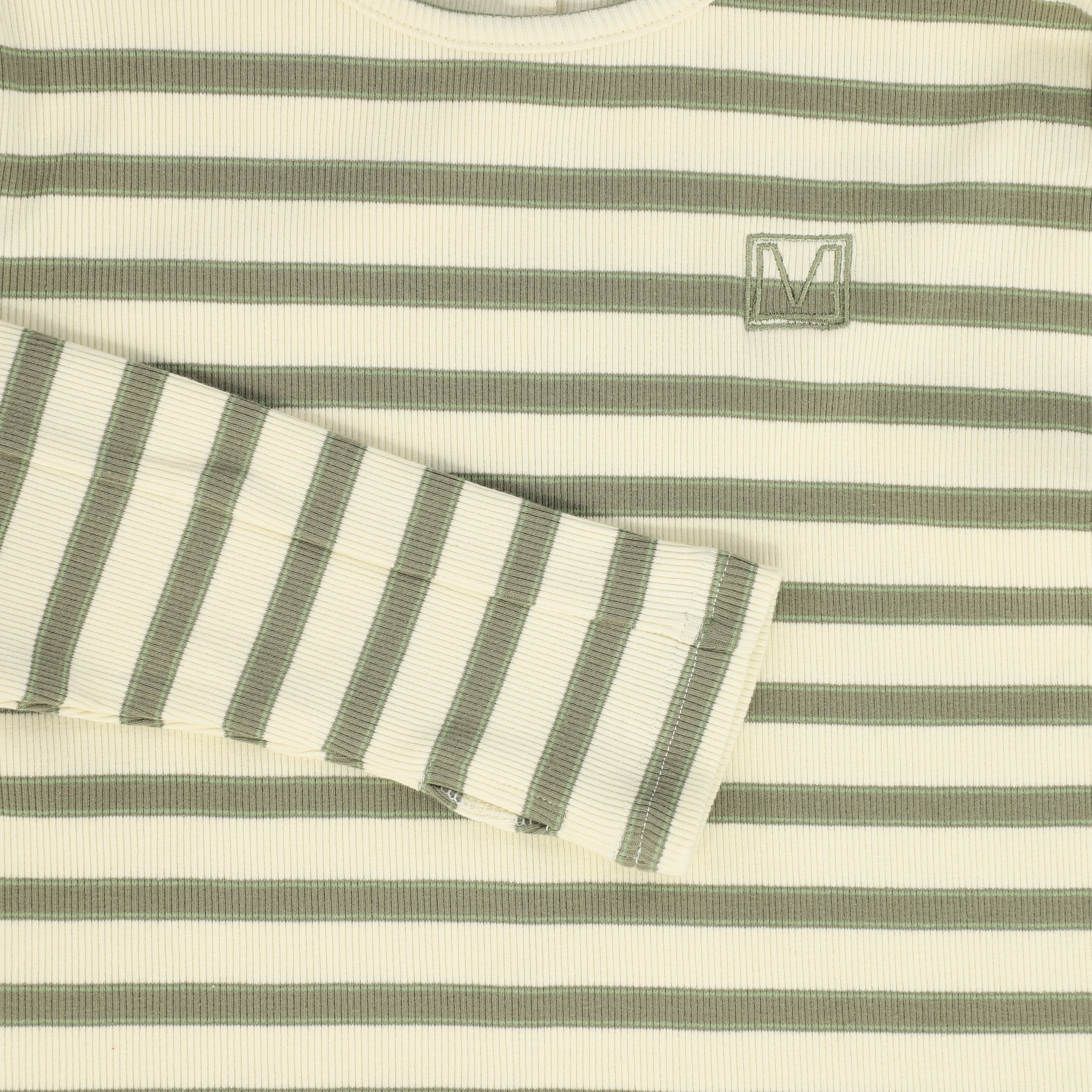 VALENTINA GREEN RIBBED STRIPED TEE [FINAL SALE] - Image 3