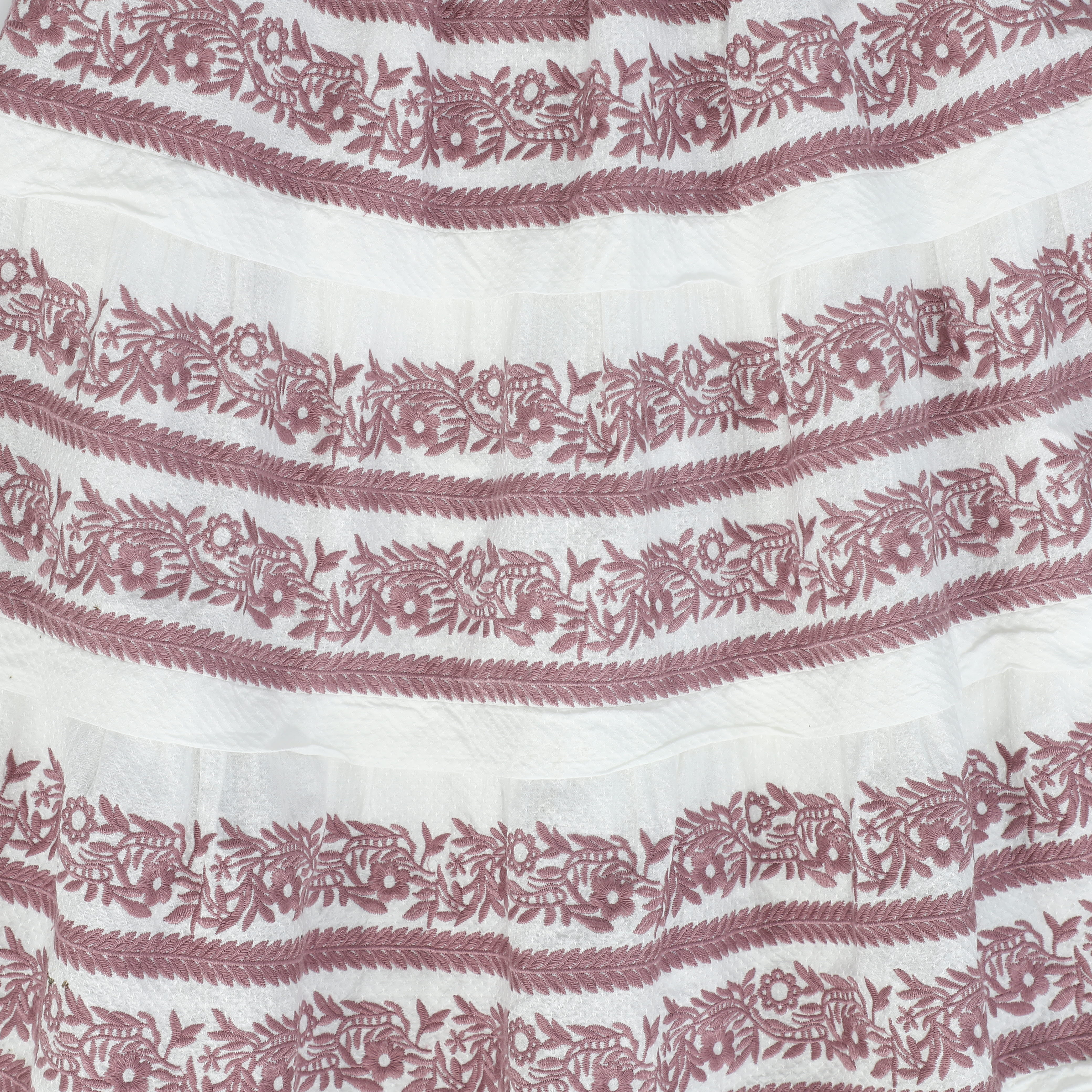 VALENTINA IVORY/MAUVE TEXTURED EMBROIDERED SKIRT [FINAL SALE] - Image 3