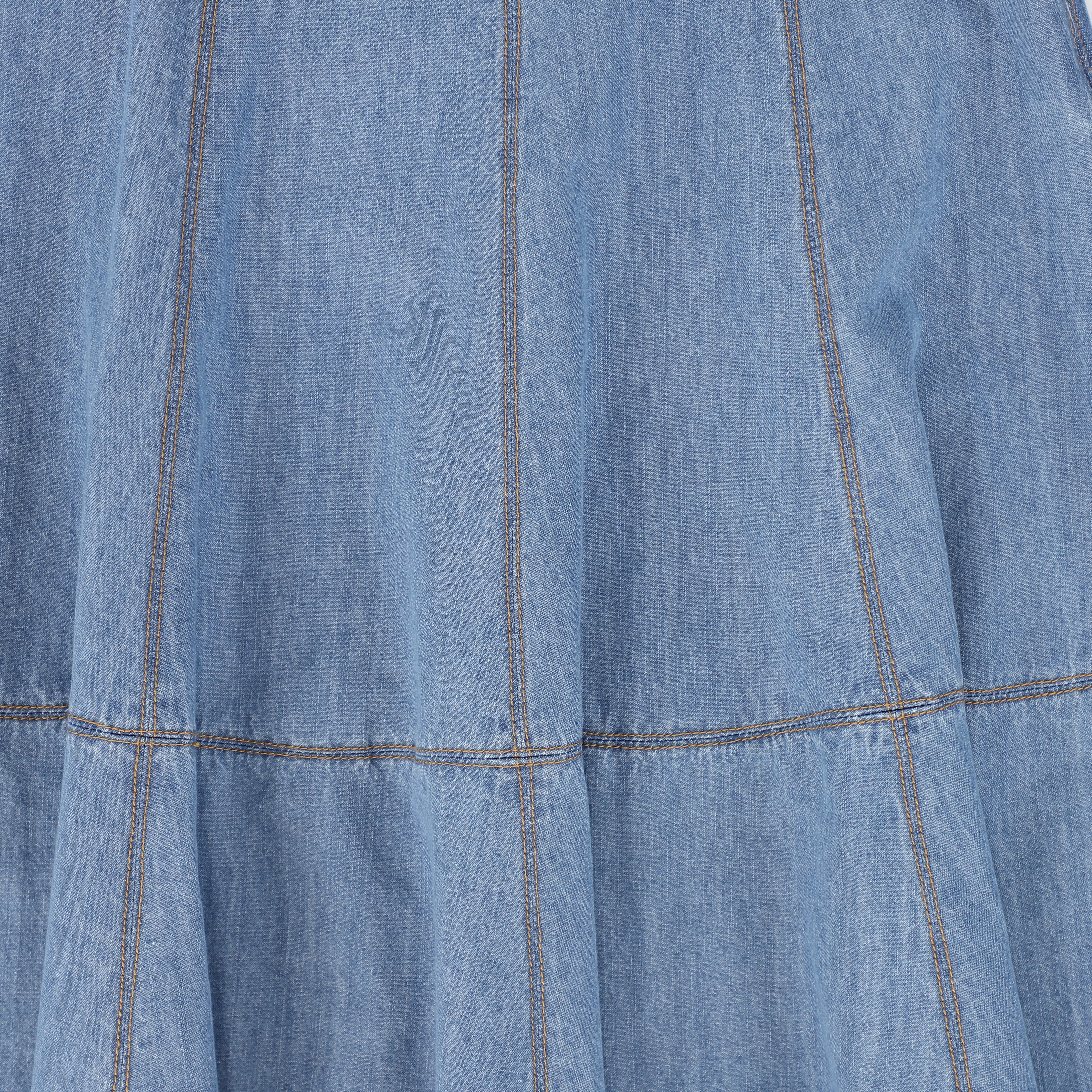 VALENTINA LIGHT BLUE DENIM SEAM PANELED MAXI SKIRT [FINAL SALE] - Image 3