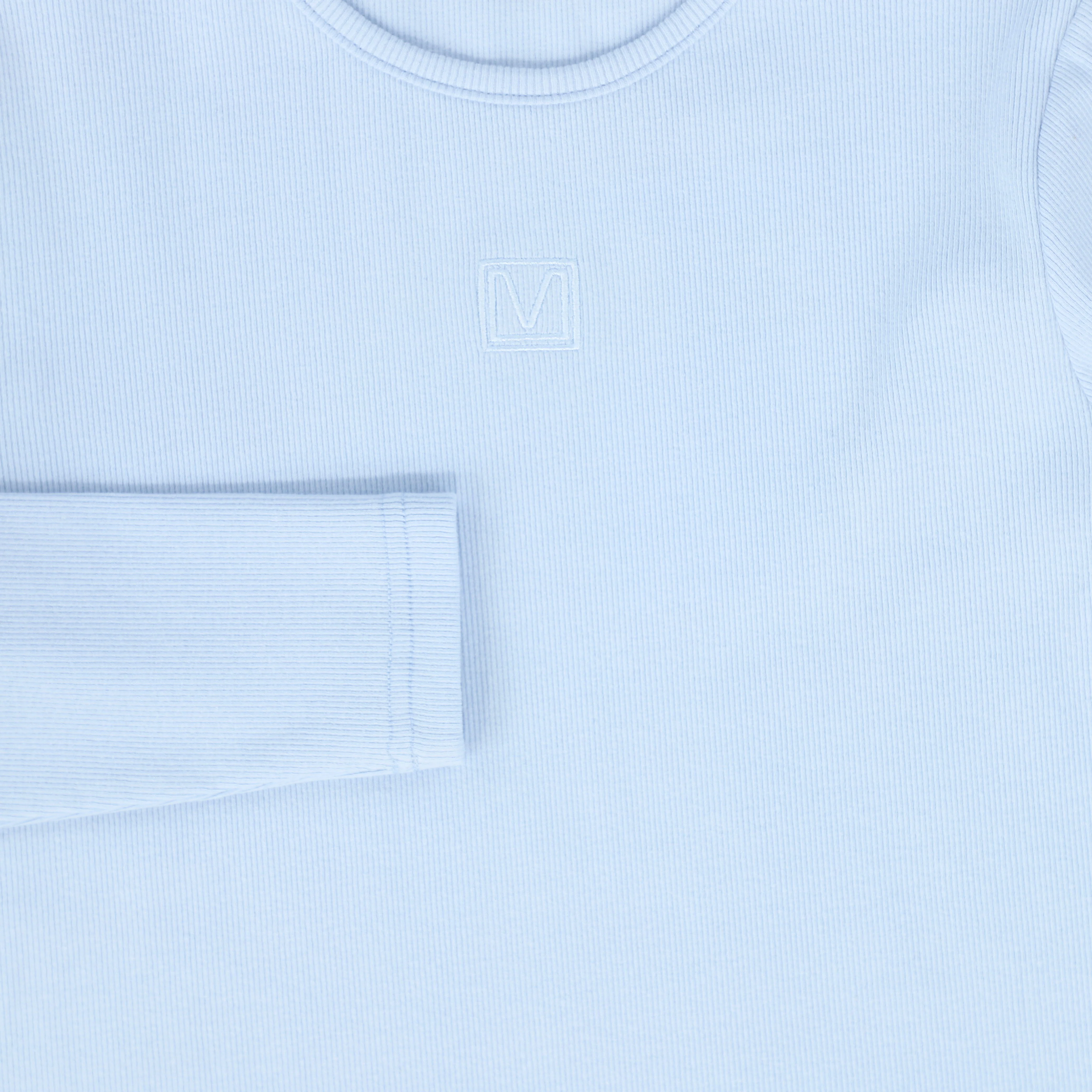 VALENTINA LIGHT BLUE RIBBED LOGO PATCH T-SHIRT [FINAL SALE] - Image 3