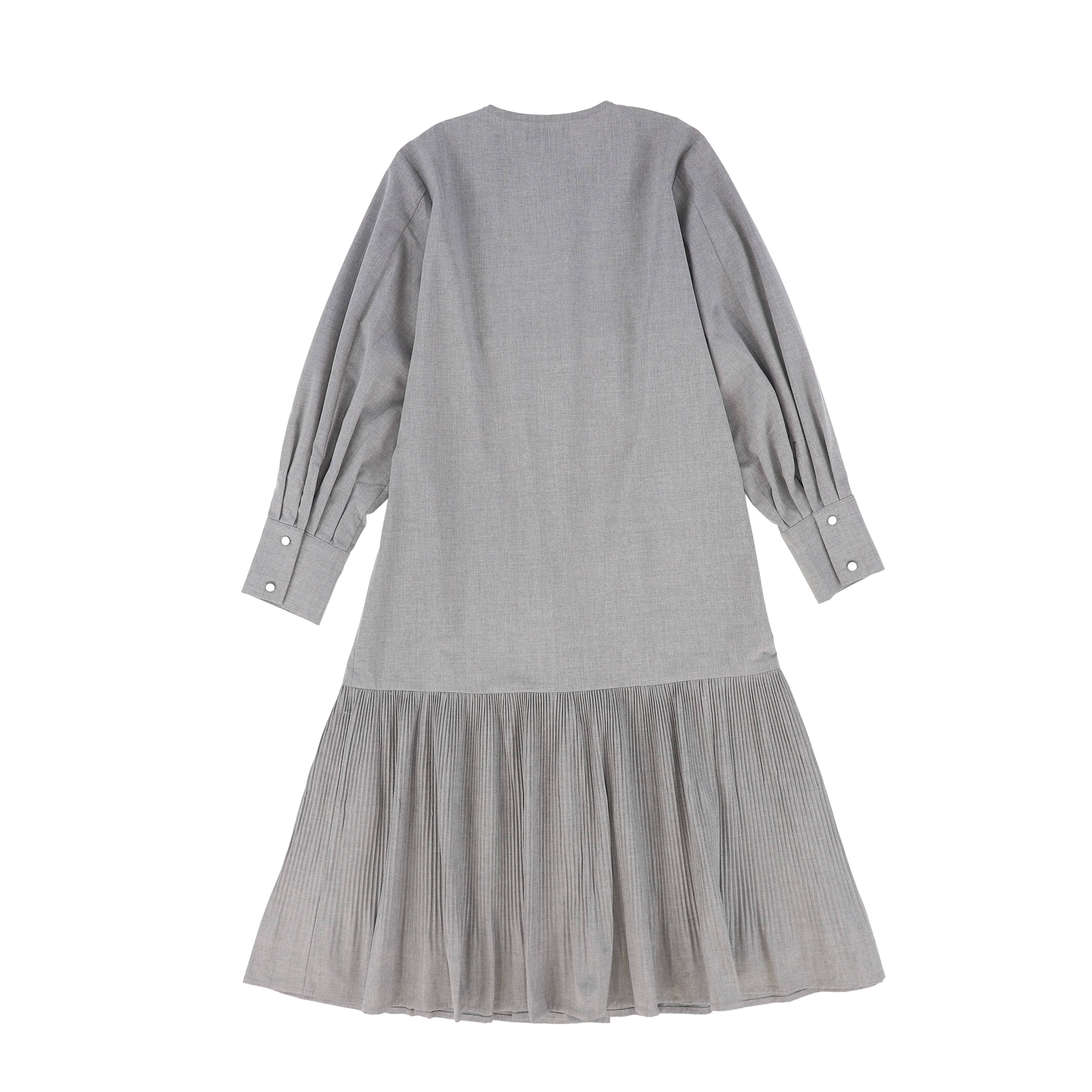 VALENTINA LIGHT GREY WOOL BOTTOM PLEATED DRESS [FINAL SALE] - Image 2