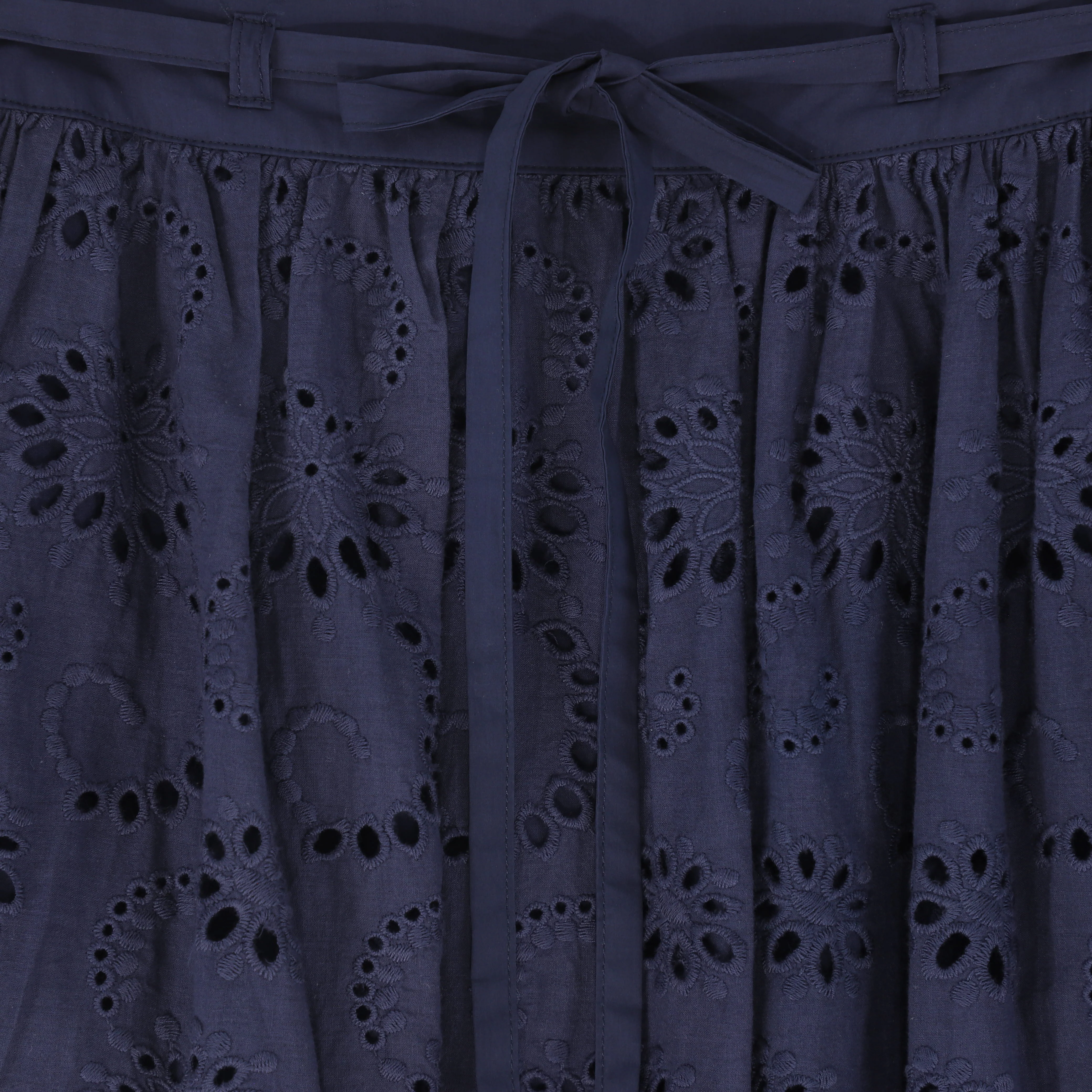 VALENTINA NAVY EYELET WAISTED MIDI SKIRT [FINAL SALE] - Image 3