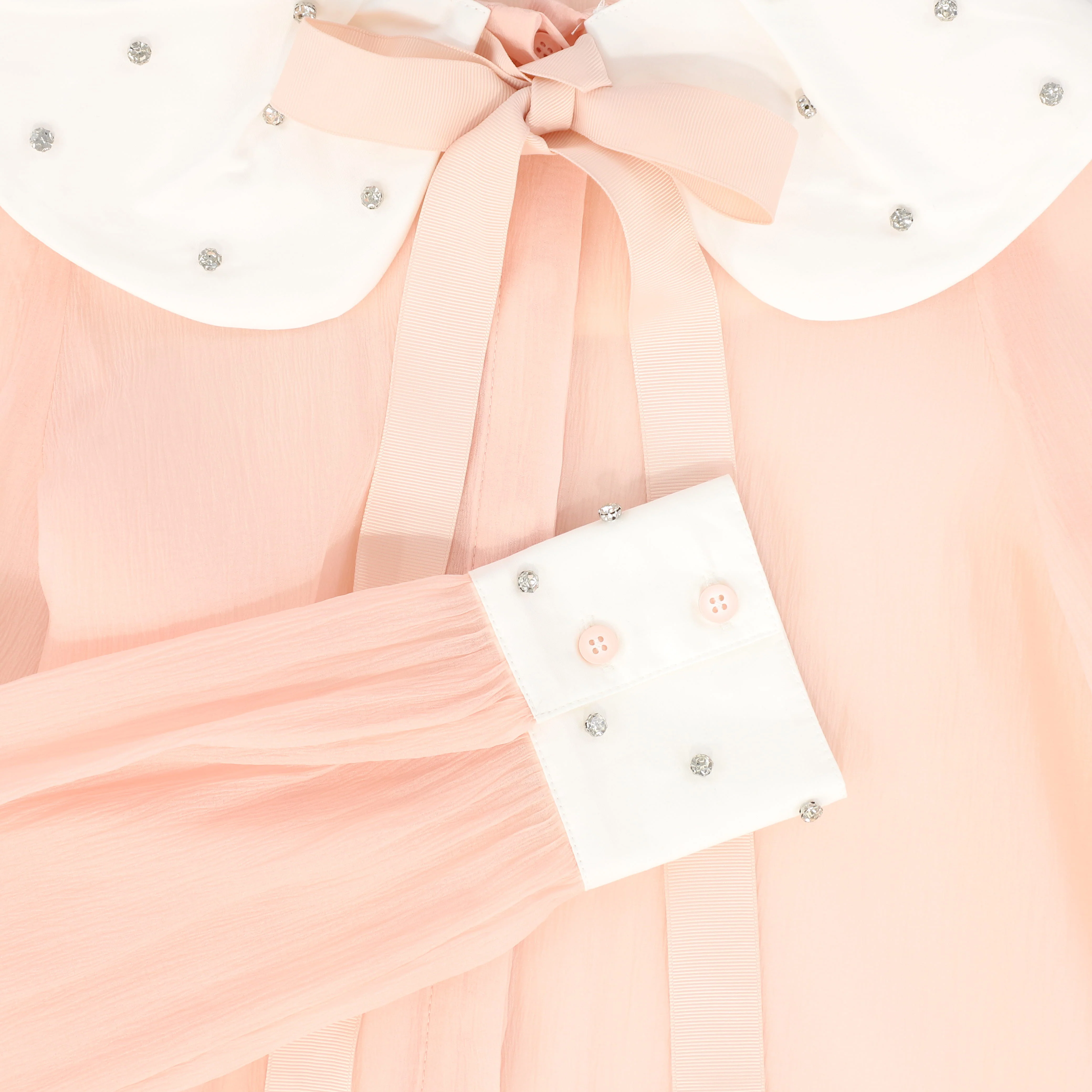 VALENTINA PINK GAUZE RHINESTONE COLLAR BLOUSE [FINAL SALE] - Image 3