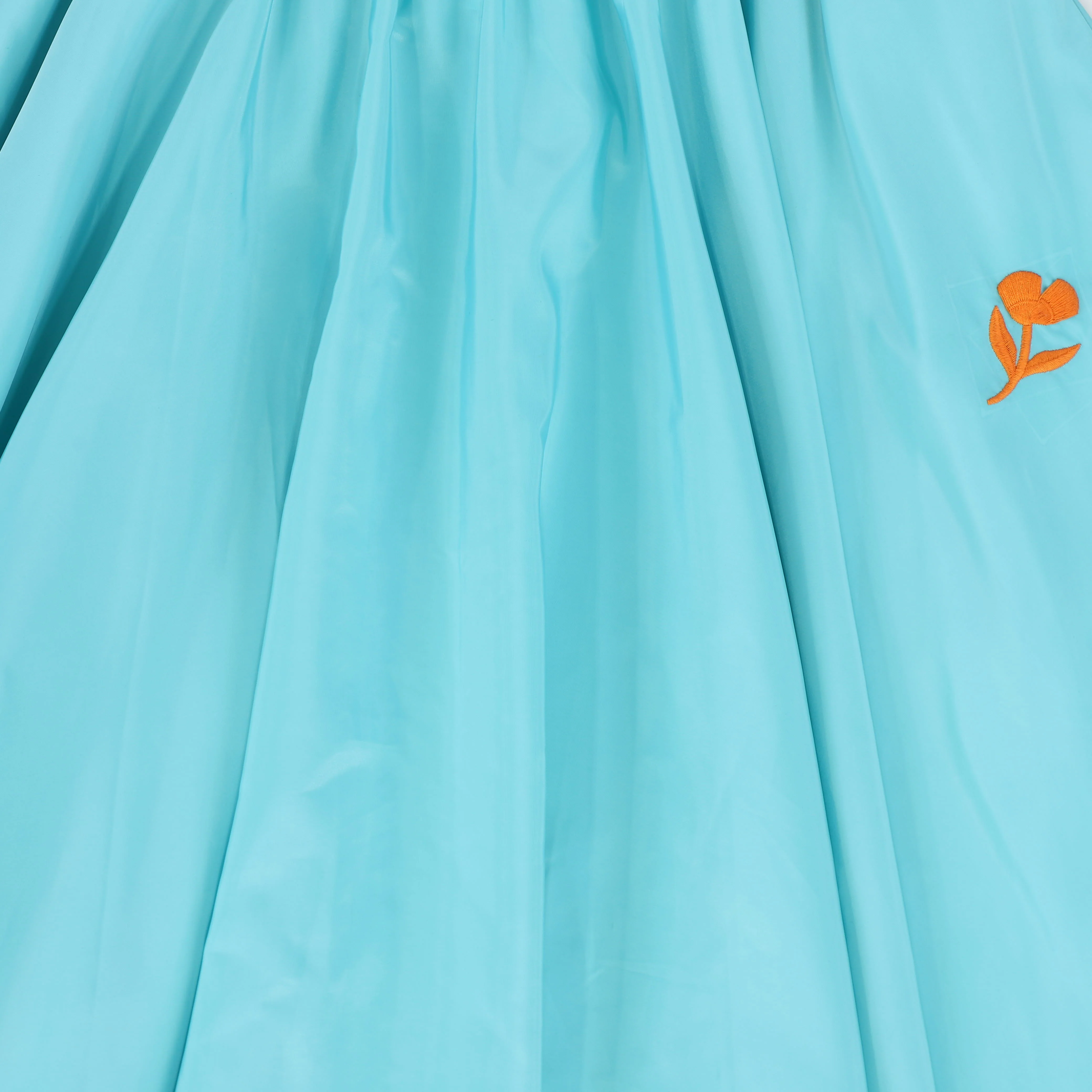 VALENTINA TEAL EMBROIDERED FLOWER SKIRT [FINAL SALE] - Image 3
