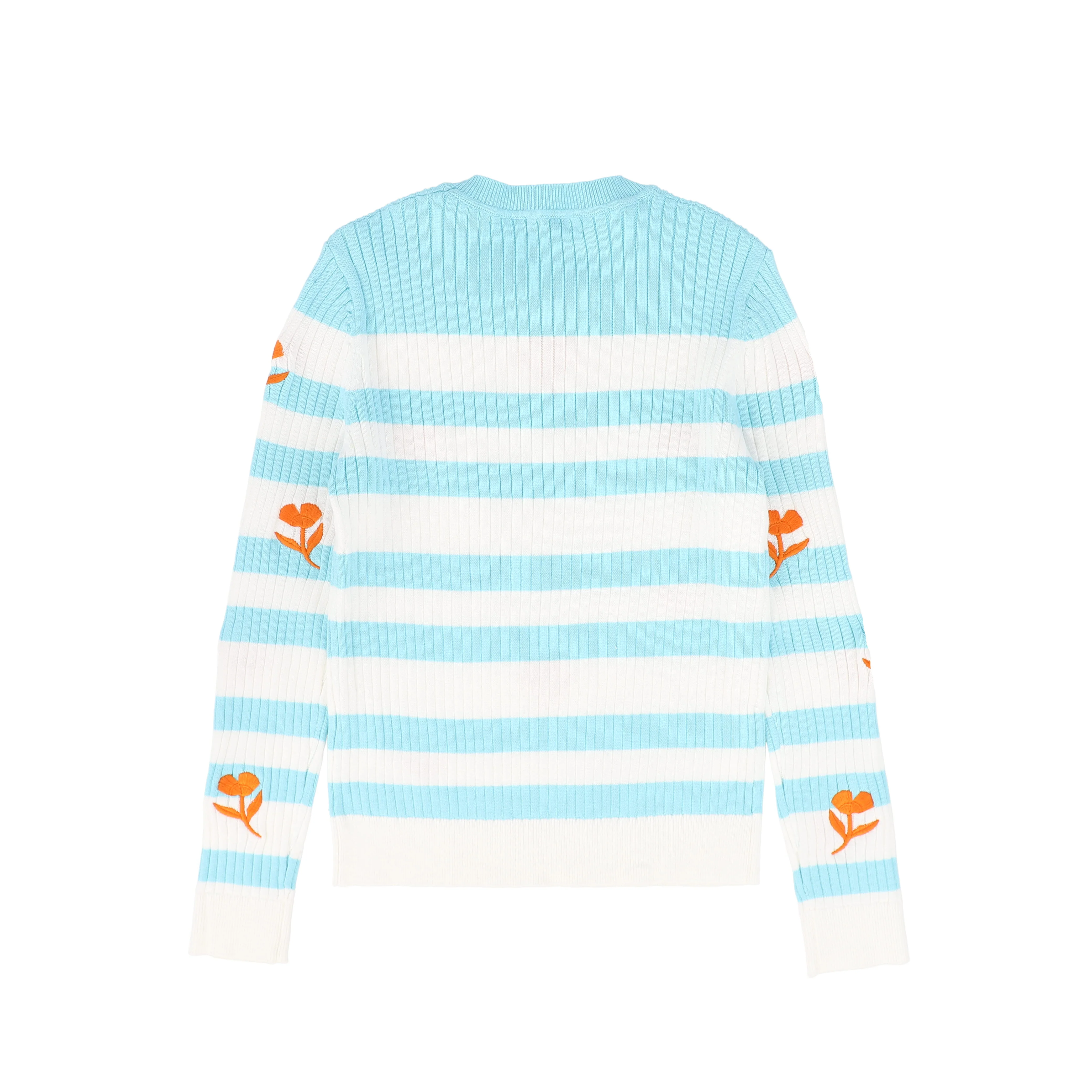 VALENTINA TEAL FLOWER EMBROIDERED STRIPE SWEATER [FINAL SALE] - Image 2