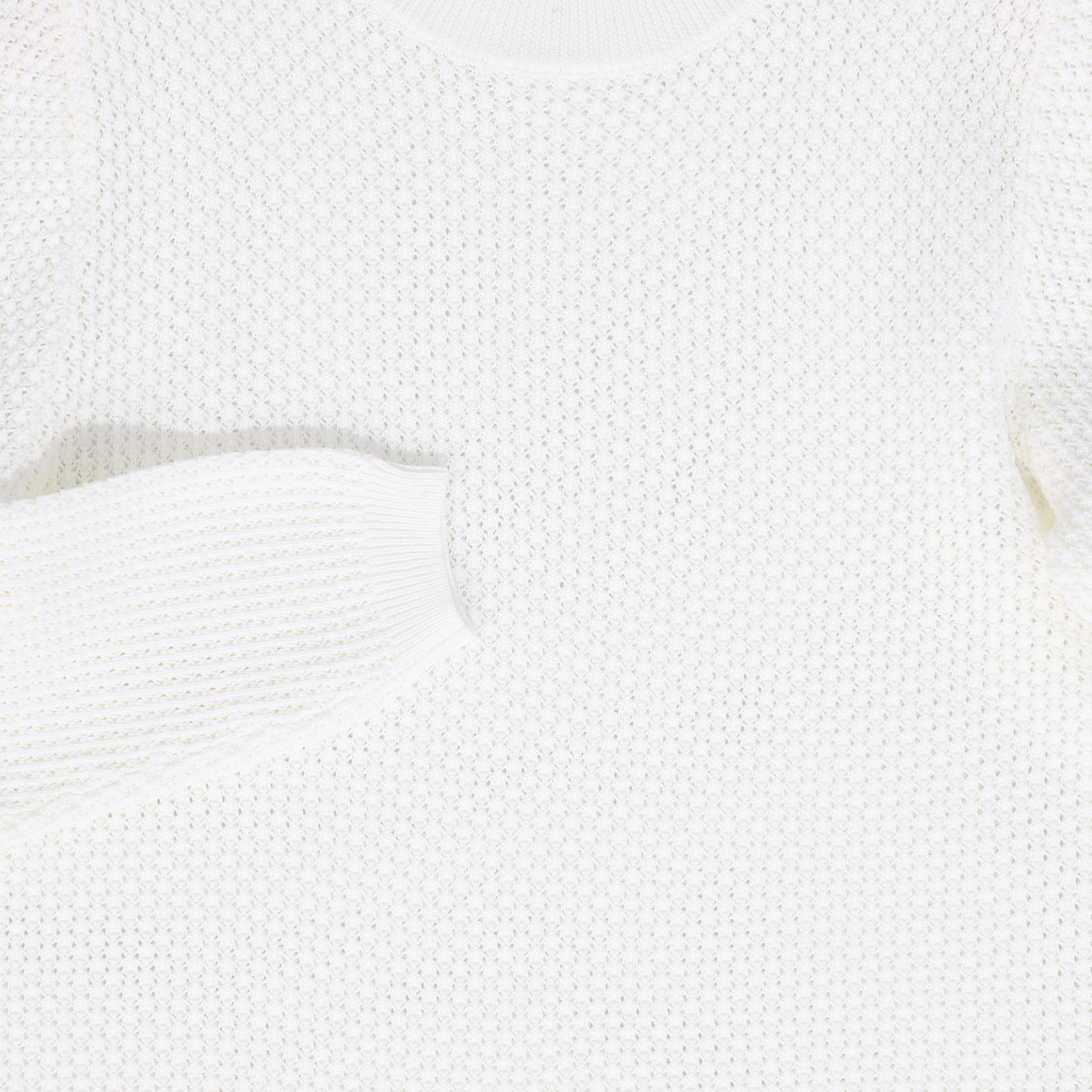 VALENTINA WHITE POINTELLE KNIT SWEATER [FINAL SALE] - Image 3