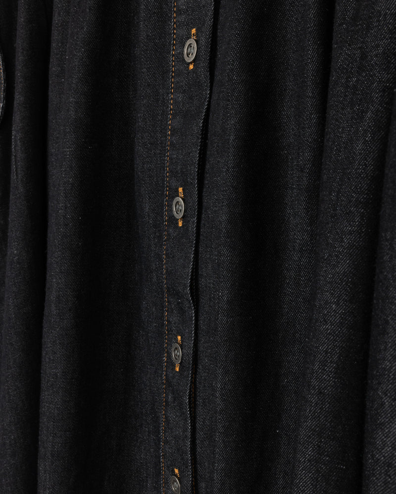 VIBE BLACK DENIM CHAMBRAY POCKET MAXI SKIRT [FINAL SALE] - Image 2