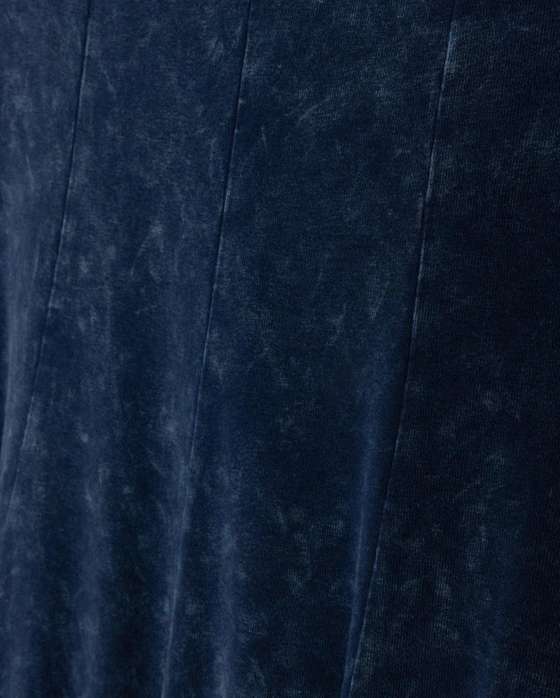 VIBE MID BLUE MINERAL WASH PANEL MIDI SKIRT [FINAL SALE] - Image 2