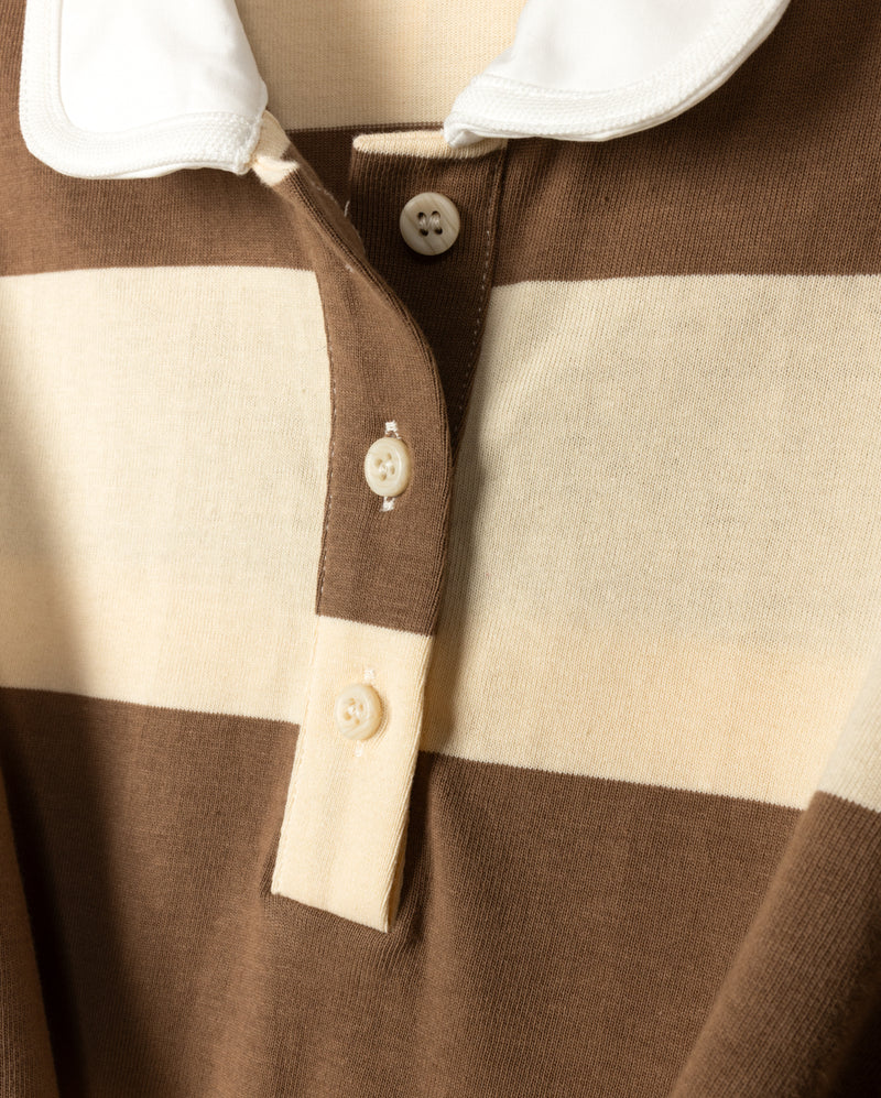 VIBE TAN WIDE STRIPED TIE POLO [FINAL SALE] - Image 2