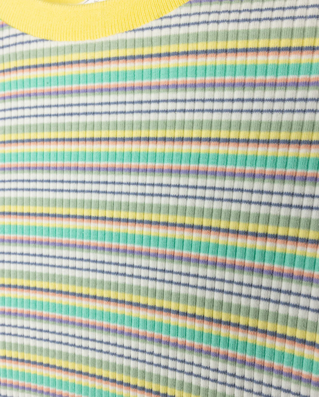 VIBE YELLOW MULTI STRIPED RIBBED T-SHIRT [FINAL SALE] - Image 2