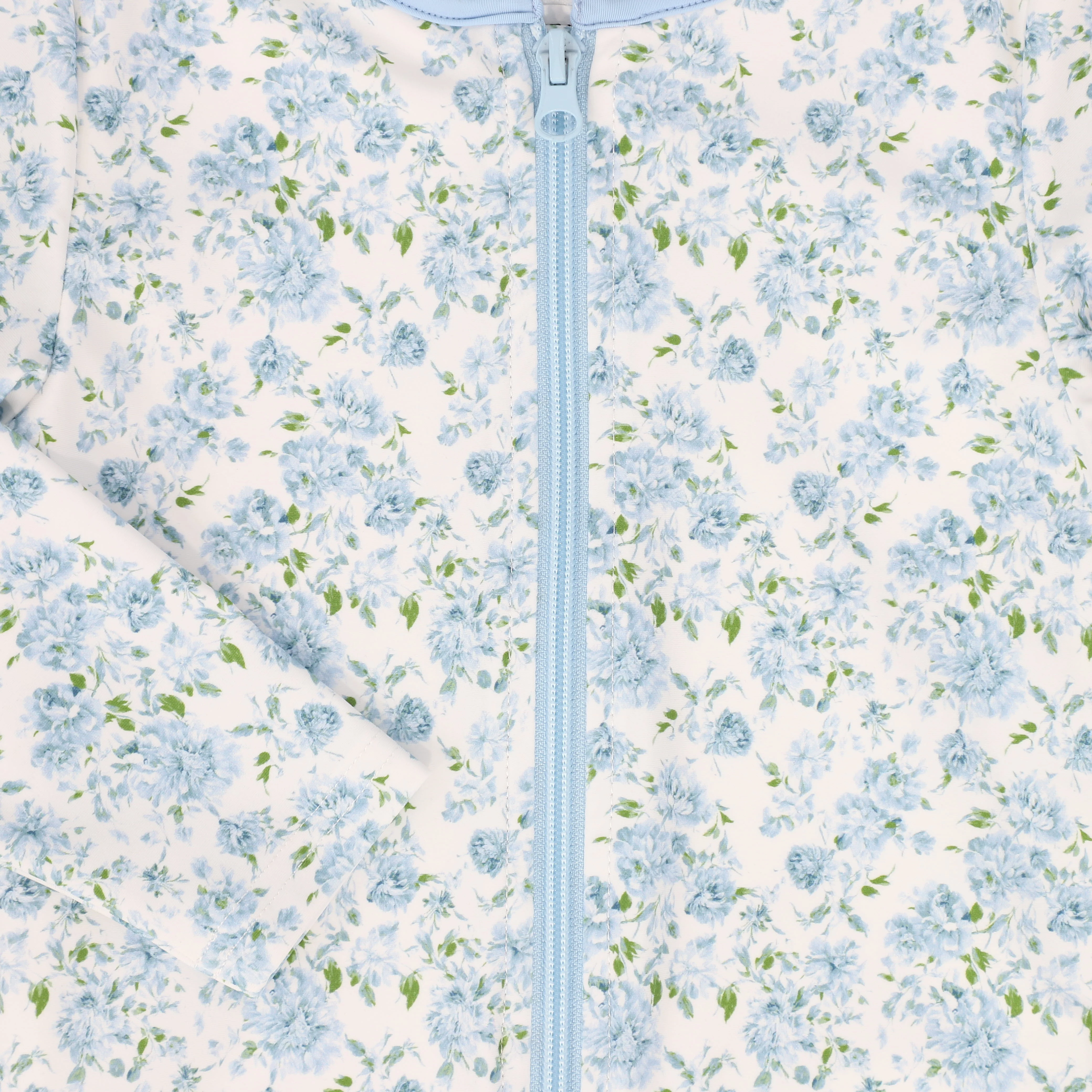 WATER CLUB BLUE TINY FLORAL HALF ZIP SWIMSUIT - Image 3